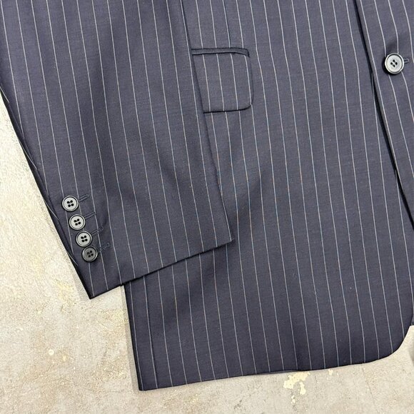 Coppley Suit 2pc Pinstripe 3btn Navy Blue 100% Wool 42T 38x33 - Picture 3 of 12